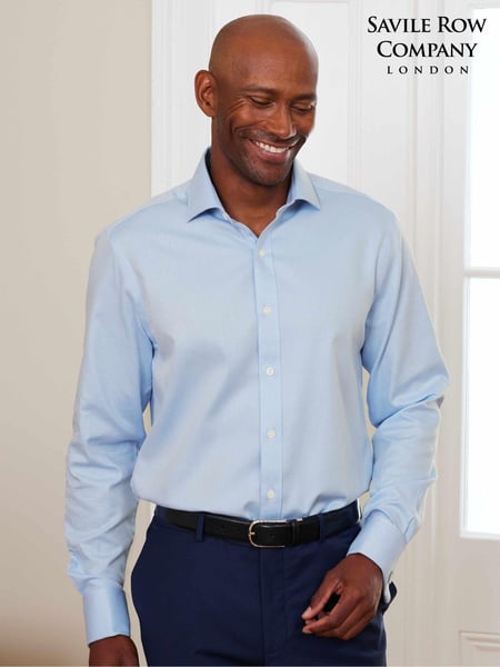 The Savile Row Company Slim Fit 100% Cotton Herringbone Formal Shirt (AM8878) | € 86