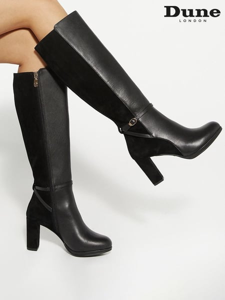 Dune London Black Tariah Block Platform Knee High Boots (AM8965) | € 128