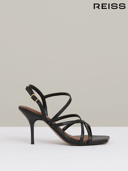 Reiss Black Elise Leather Strappy Stiletto Sandals (AM9067) | € 278