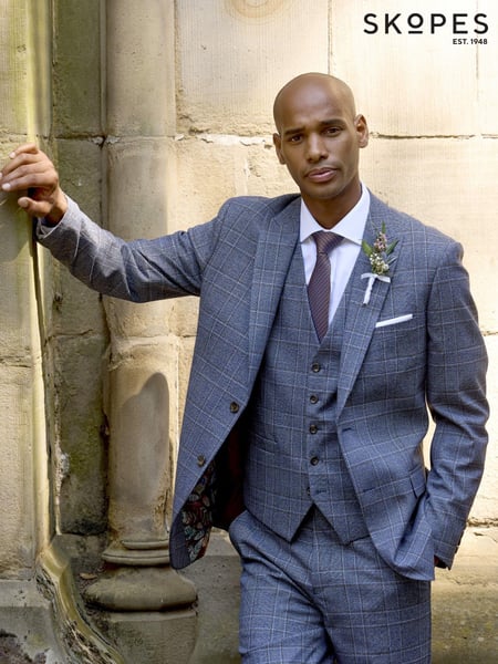 Skopes Blue Tailored Fit Irwin Windowpane Check Suit Jacket (AM9212) | € 179