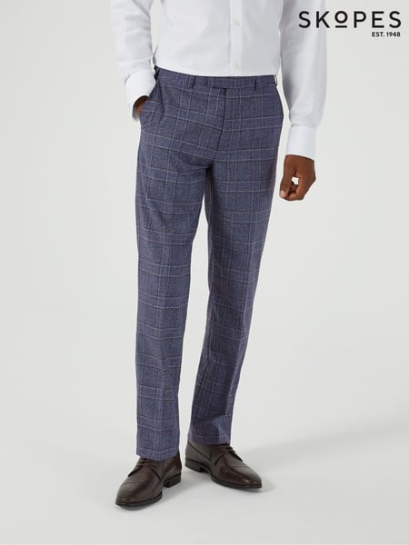 Skopes Blue Tailored Fit Irwin Windowpane Check Suit Trousers (AM9216) | € 94
