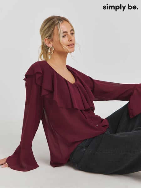 Simply Be Purple Romantic Ruffle Blouse (AM9542) | € 45