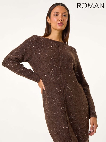 Roman Brown Sequin Stretch Jumper Dress (AM9647) | € 75