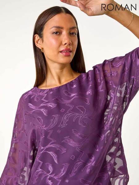 Roman Purple Zig Zag Burnout Overlay Top (AM9817) | € 55