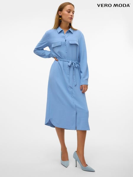 VERO MODA Blue Belted Shirt Midi Dress (AM9924) | € 28