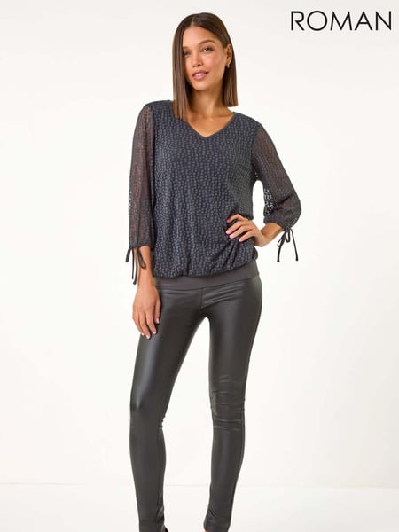 Roman Grey Burnout Print Overlay Top (AM9951) | € 62