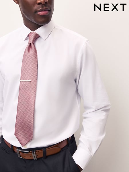 Coral Pink Textured Tie with Tie Clip (AN1751) | € 21