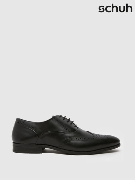 Schuh Row Leather Black Brogue Shoes (AN1818) | € 78