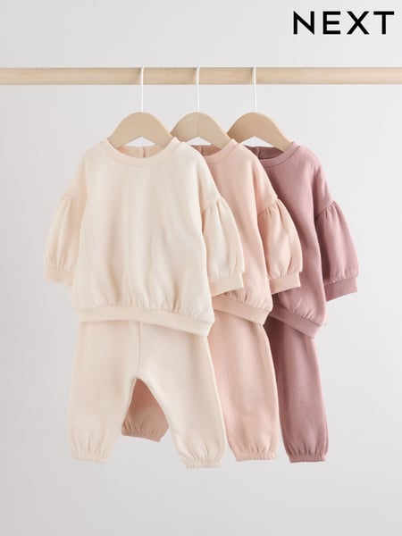 Cream/Pink Baby Sweatshirt & Joggers 6 Piece Set (0mths-2yrs) (AN2153) | € 45 - € 48
