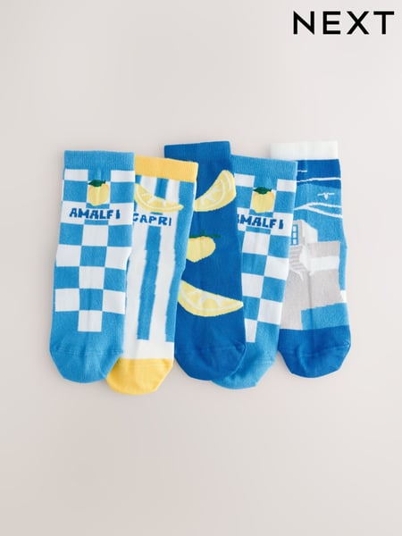 Blue Lemons Print Rich Socks 5 Pack (AN2449) | € 10 - € 13