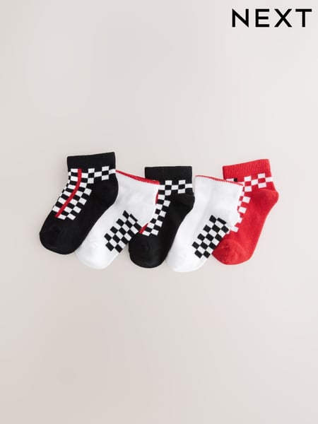 White/Black/Red Checkerboard Rich Trainers Socks 7 Pack (AN2463) | € 9 - € 11