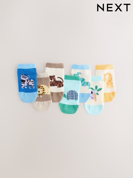 Muted Blue/Tan Safari Rich Trainers Socks 7 Pack (AN2472) | € 11 - € 16