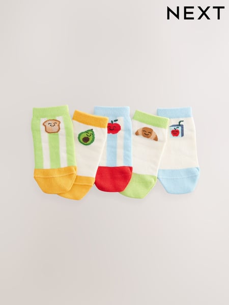 Blue/Green Food Stripe Trainers Socks 5 Pack (AN2473) | € 10 - € 13