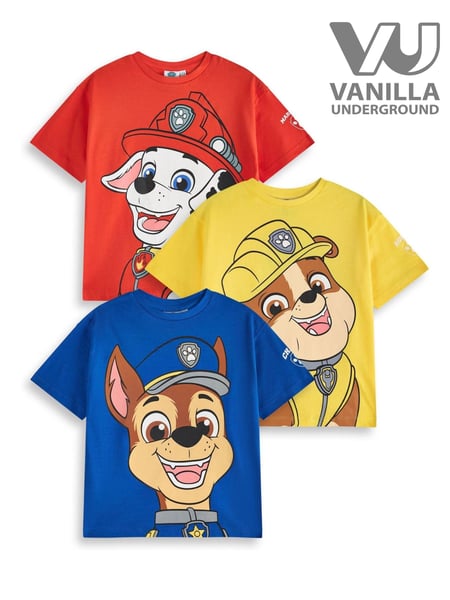 Vanilla Underground Red Boys 100% Cotton Paw Patrol T-Shirts 3 Pack (AN2951) | € 41