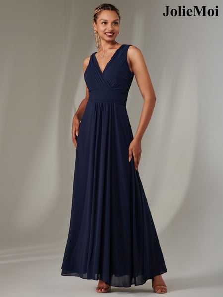 Jolie Moi Navy Cora Sleeveless Chiffon Maxi Dress (AN3272) | € 123