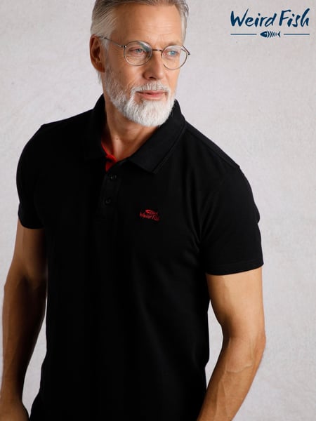 Weird Fish Black Miles Pique 100% Cotton Polo Shirt (AN3831) | € 59