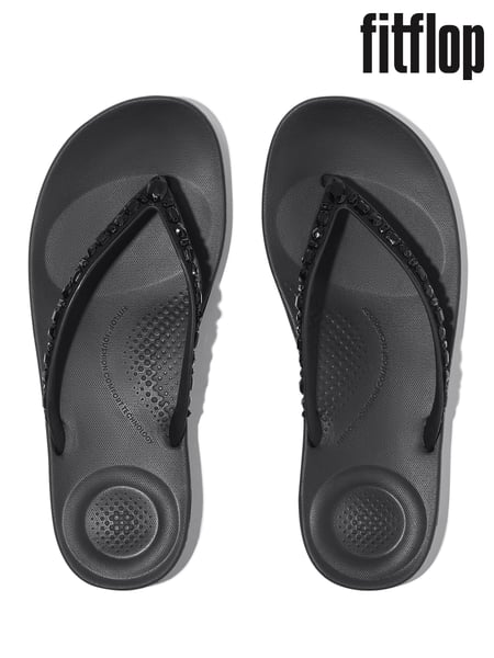 FitFlop Iqushion Multi Crystal Ergonomic Black Flip Flops (AN4063) | € 62