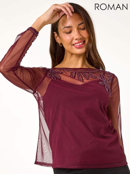 Roman Purple Embelished Sequin Mesh Top (AN4175) | € 66