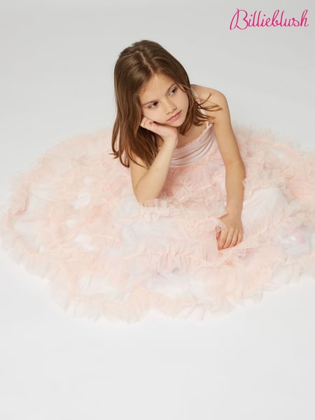 Billieblush Pink Mesh Tulle Longline Occaison Party Dress (AN5750) | € 187