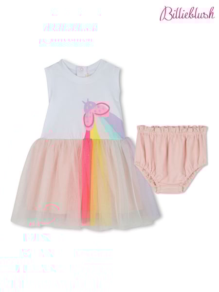 Billieblush Pink Mesh Sequin Baby Dress And Bloomer Set (AN5760) | € 86