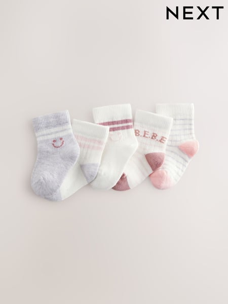 Pink Stripe Baby Socks 5 Pack (0mths-2yrs) (AN5881) | € 9