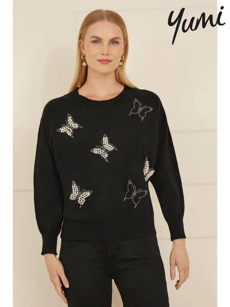 Yumi Black Sequin Butterfly Jumper (AN5991) | € 70