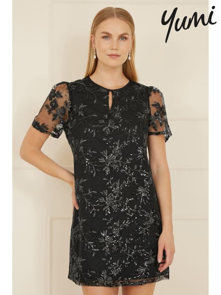 Yumi Black Sequin Embroidered Tunic Dress (AN5999) | € 101