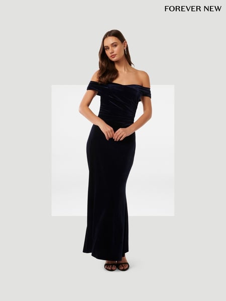 Forever New Blue Ada Off Shoulder Velvet Gown (AN6008) | € 203