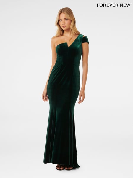 Forever New Green Elena Velvet One Shoulder Gown (AN6016) | € 128