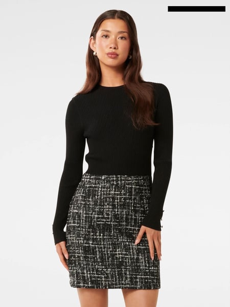 Forever New Black Gina Boucle Knit Mini Dress (AN6056) | € 66