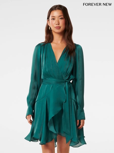 Forever New Green Myra Metallic Wrap Mini Dress (AN6067) | € 68