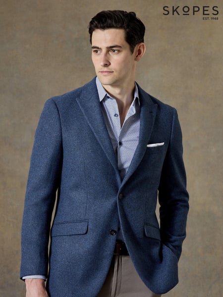 Skopes Blue Tailored Fit Tweed Effect Ingram Jacket (AN6173) | € 186