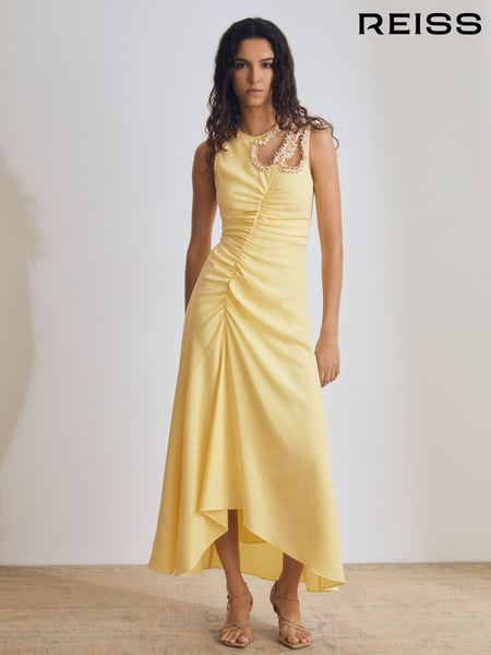 Reiss Yellow Elizabeth Atelier Embellished Shoulder Maxi Dress (AN6308) | € 928