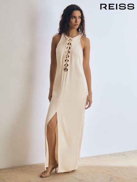 Reiss Cream Athene Atelier Satin Crepe Cut-Out Maxi Dress (AN6310) | € 819