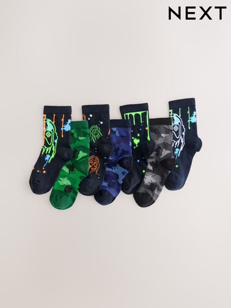 Black/Green Drippy Gamer Rich Socks 7 Pack (AN6449) | € 14 - € 17