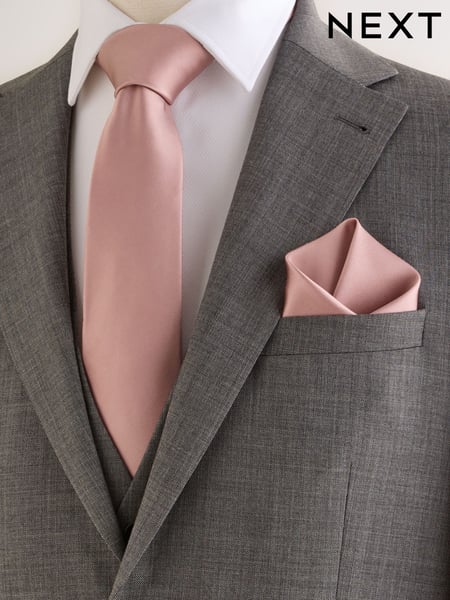 Pink Silk Tie And Pocket Square Set (AN6518) | € 42