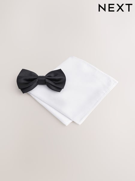 Black Bow Tie and Pocket Square Set (AN6614) | € 42