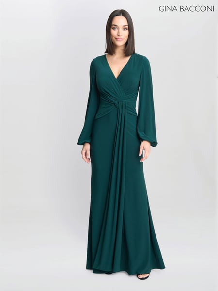 Gina Bacconi Green Petra Jersey Knot Front Maxi Dress (AN6948) | € 437