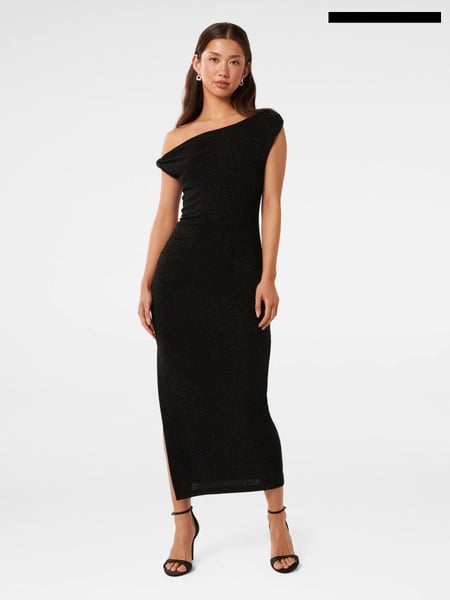Forever New Black Georgie Glitter Jersey Midi Dress (AN7008) | € 172