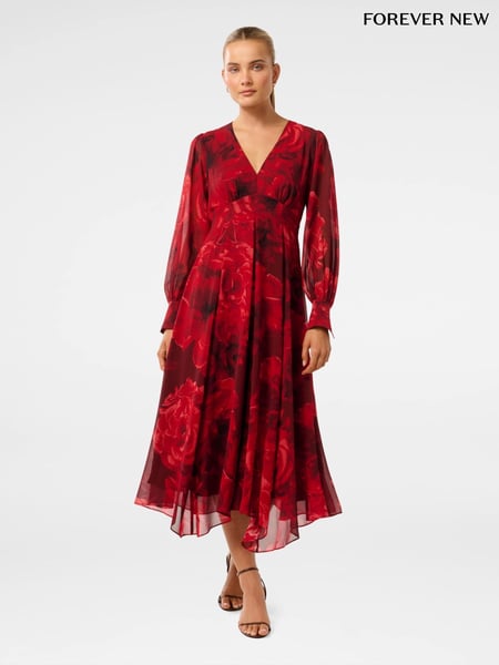 Forever New Red Sydney Printed Midi Dress (AN7014) | € 93