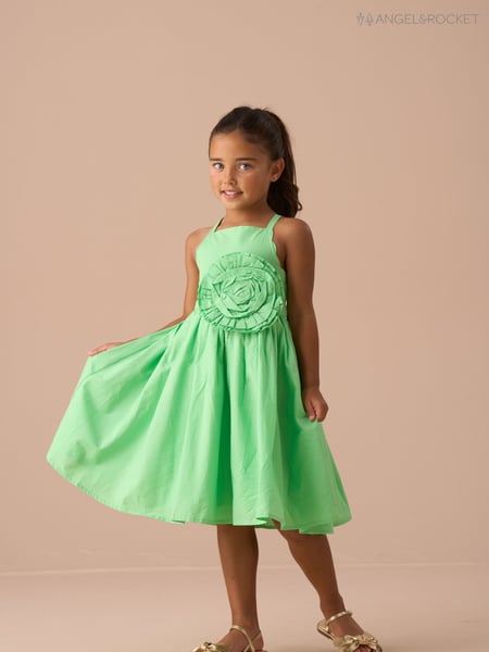 Angel & Rocket Green Alegra Corsage Scallop 100% Cotton Dress (AN7646) | € 53 - € 59