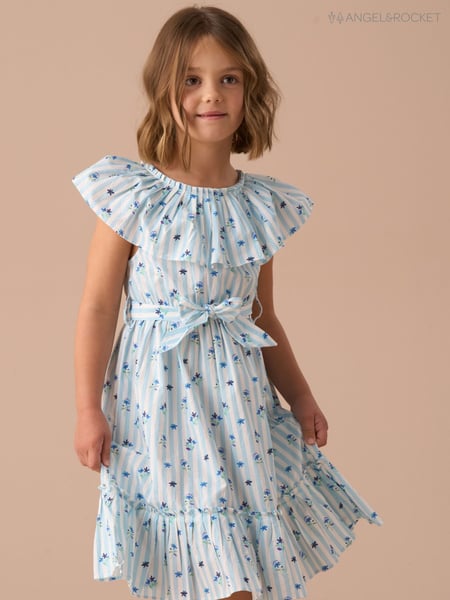 Angel & Rocket Blue Flori Pleated Collar 100% Cotton Dress (AN7722) | € 44 - € 55