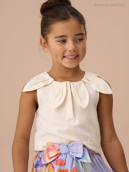 Angel & Rocket White Margaux Ivory Petal Collar 100% Cotton Top (AN7730) | € 34 - € 45