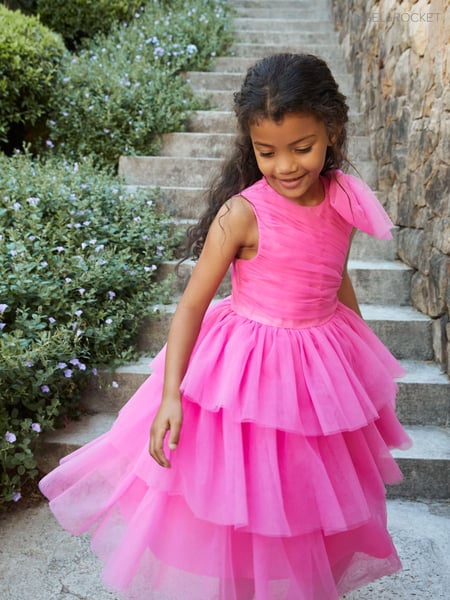 Angel & Rocket Pink Sienna Bow Tiered Mesh Dress (AN7737) | € 125 - € 137