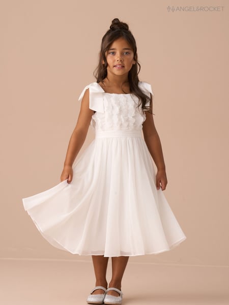 Angel & Rocket White Lara Bow Shoulder Georgette Dress (AN7747) | € 98 - € 111
