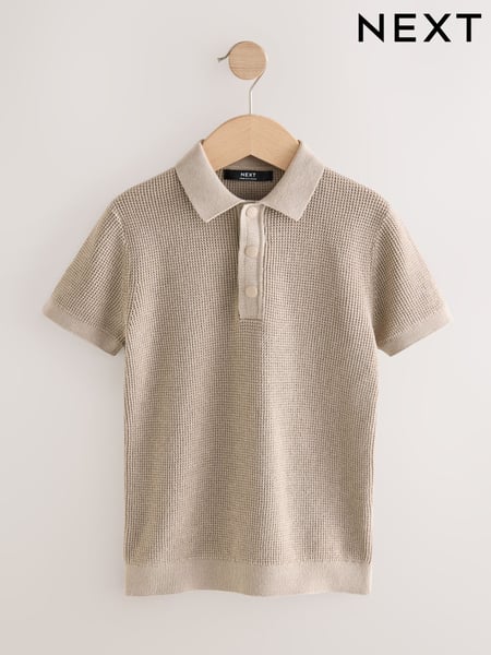 Neutral 100% Cotton Short Sleeve Knitted Popper Polo Shirt (3-16yrs) (AN9287) | € 21 - € 28
