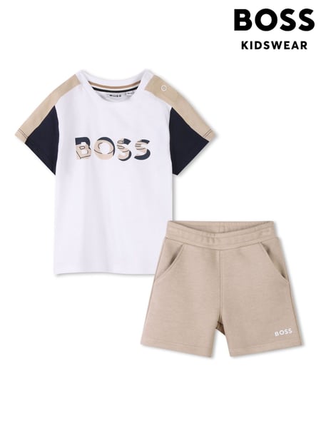 BOSS Natural Baby Logo Short Sleeve Top And Short Set (AN9895) | € 179