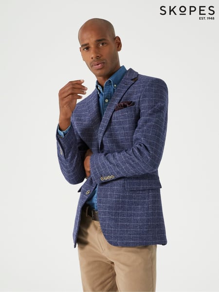 Skopes Blue Tailored Fit Checked Caring Suit Jacket (AN9922) | € 201