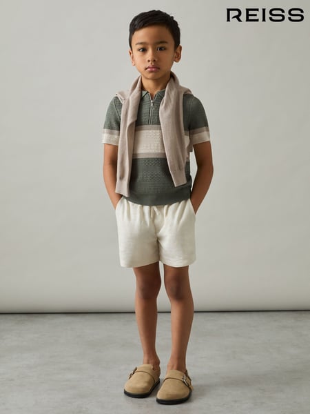 Reiss Sage Green Grove 3-9 yrs Textured Colour-Block Polo Shirt (AP0378) | € 56