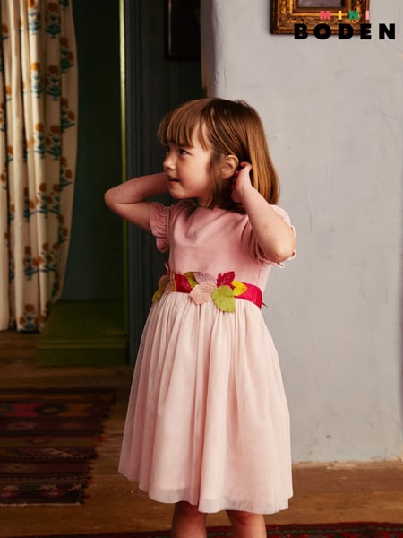 Boden Pink 100% Cotton Ottilie Velvet Tulle Dress (AP0542) | € 41 - € 44